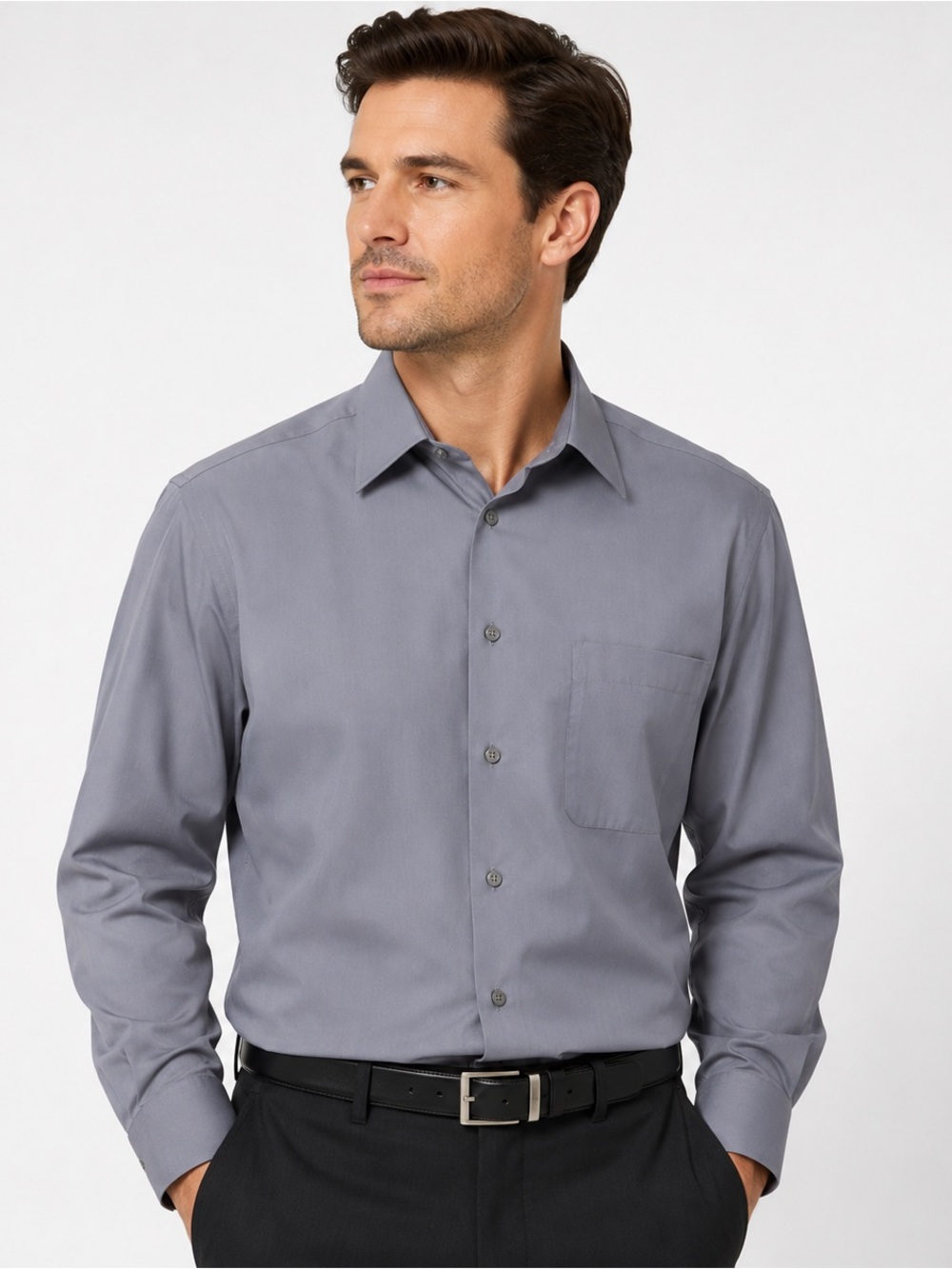 Perry Ellis Preferred Collection Gray Dress Shirt 16.5 35 100% Cotton